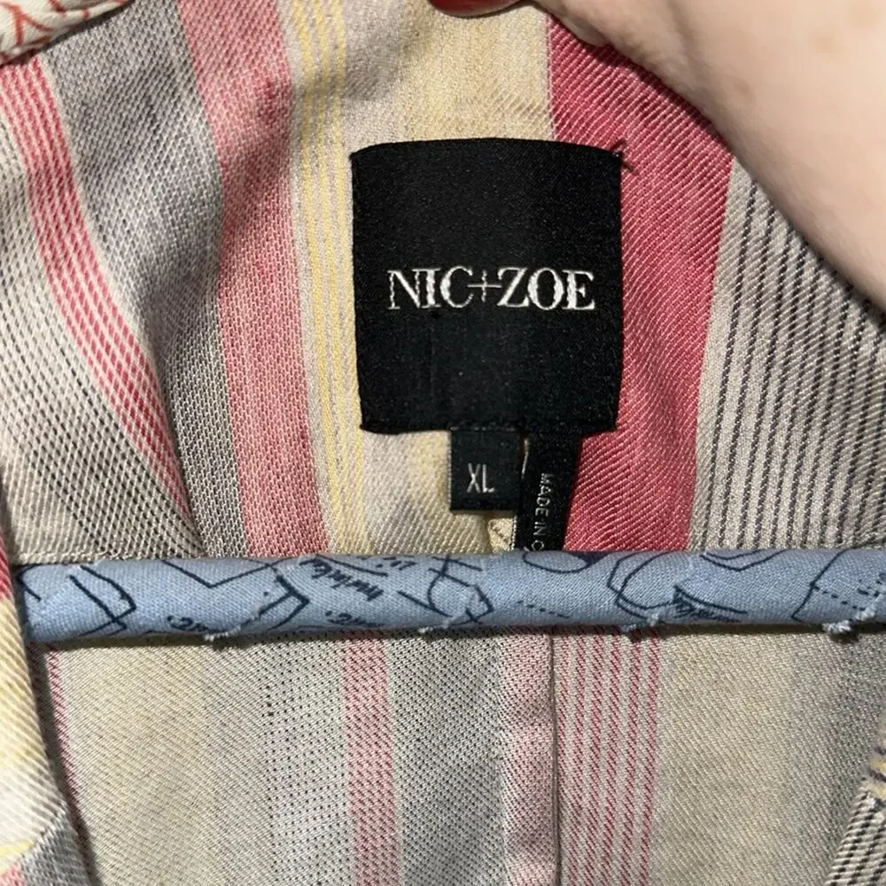 Nic + Zoe clover stripe linen blend oversized blazer size XL